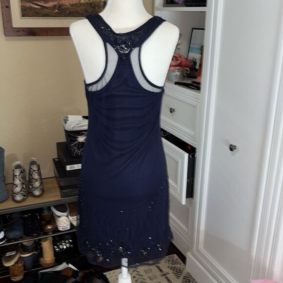 22 American Eagle Outfitters Racerback Bugle Beaded Sheer Dress With Slip Size S - Picture 4 of 7